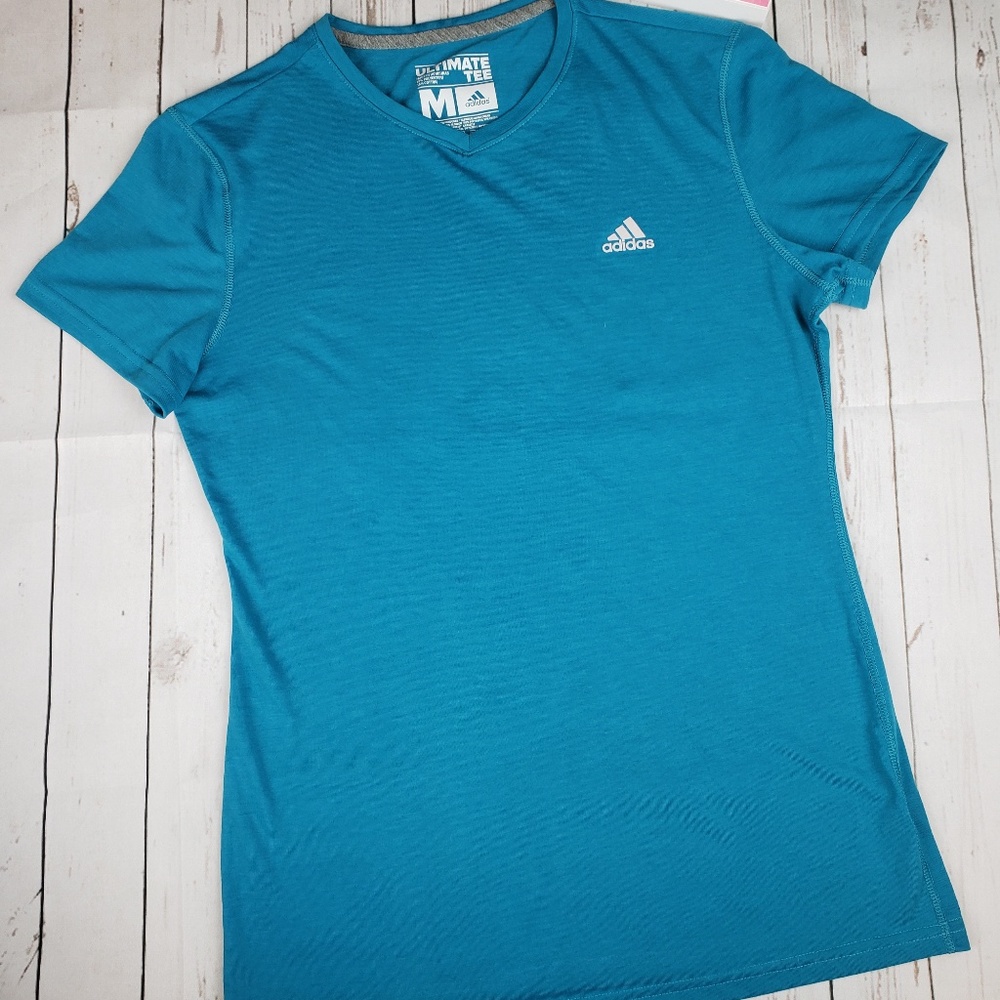 Adidas Blue V-neck Ultimate Tee Tshirt Medium